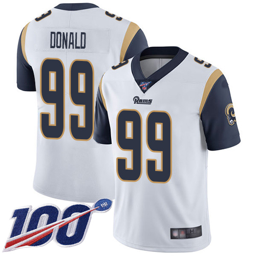 Los Angeles Rams Limited White Men Aaron Donald Road Jersey NFL Football #99 100th Season Vapor Untouchable->youth nfl jersey->Youth Jersey